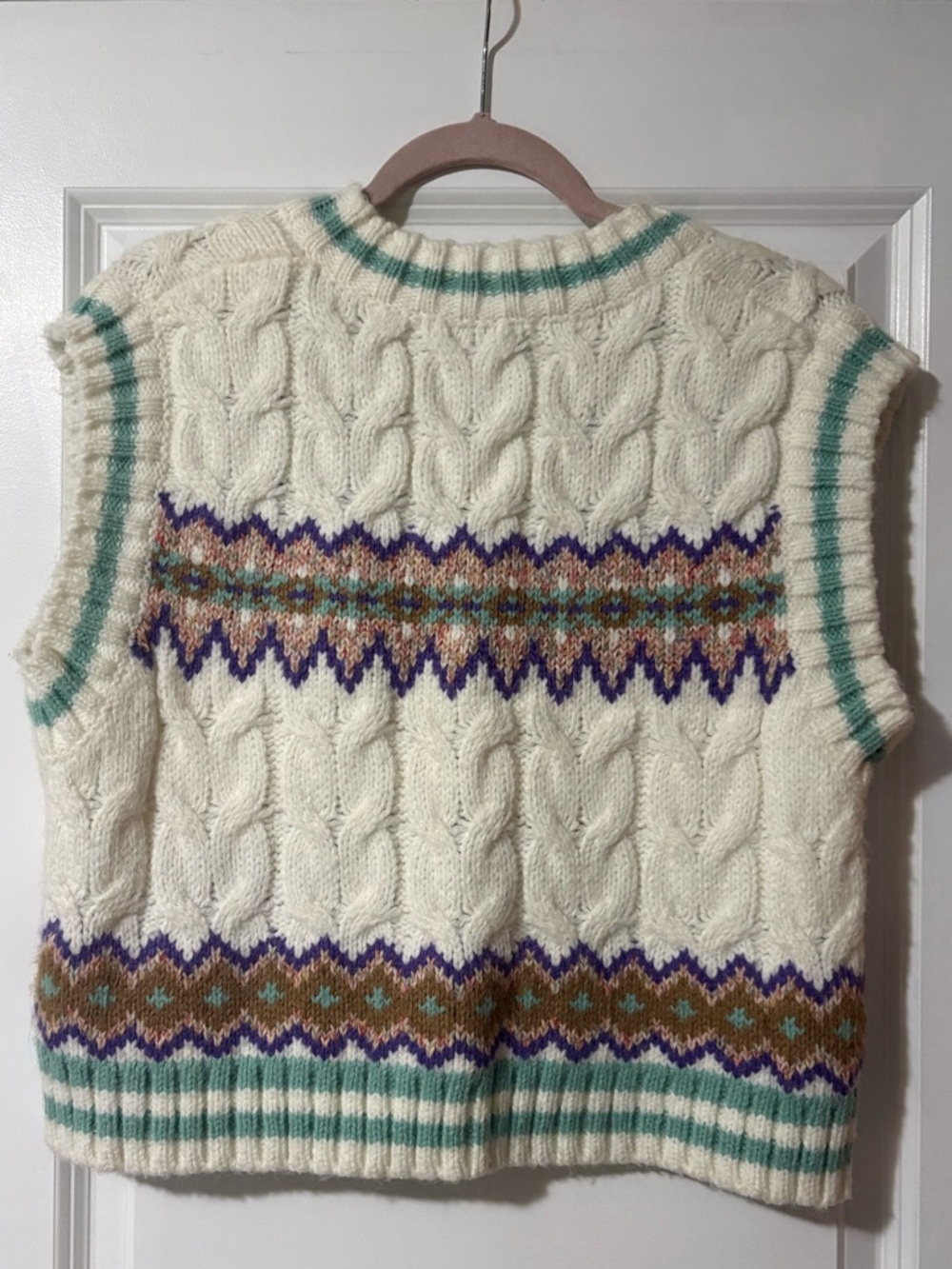 Zara V-Neck Cable Knit Vest - Picture 5 of 5